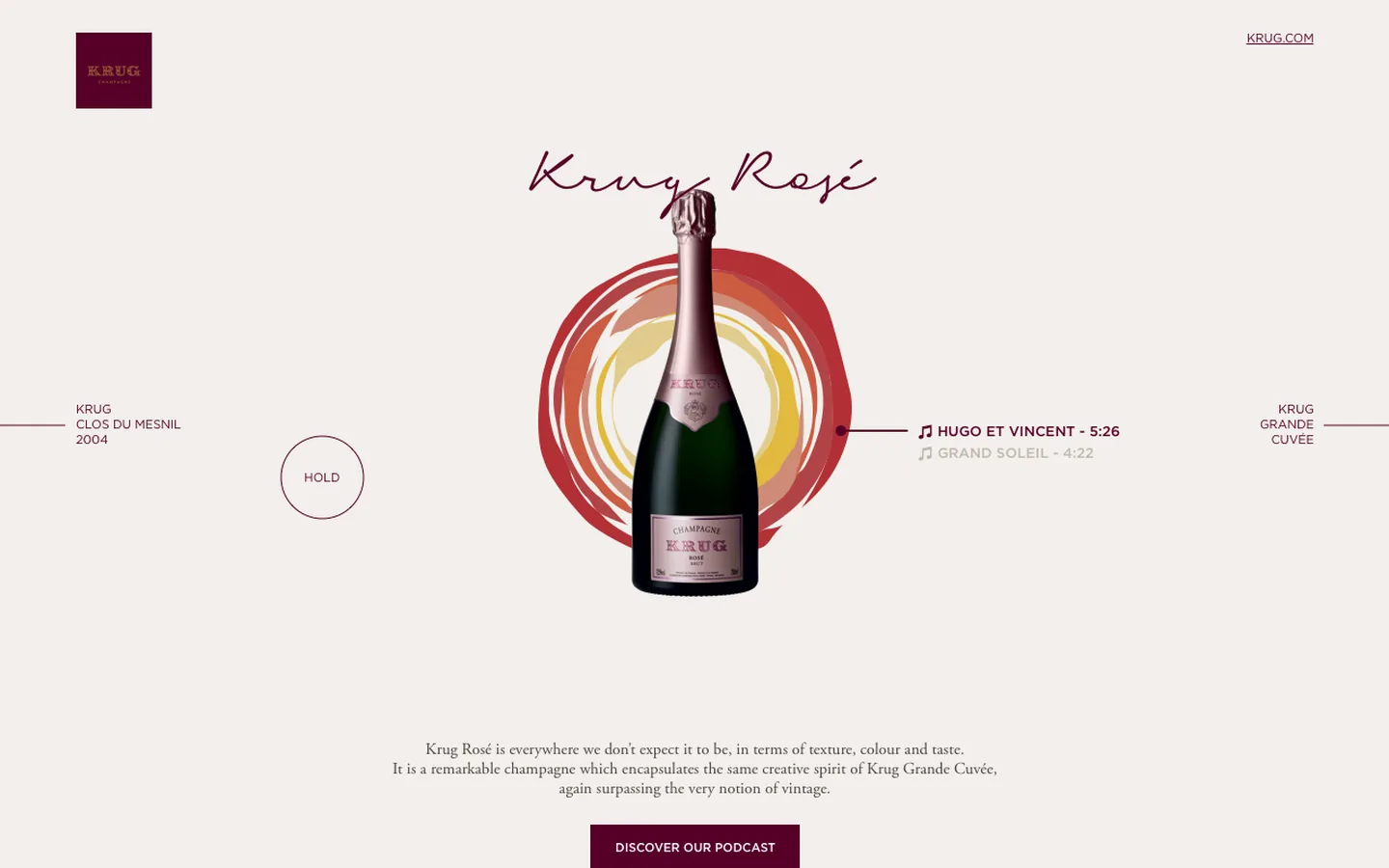 Krug Echoes : la page Krug Rosé de la carte de vœux 2019