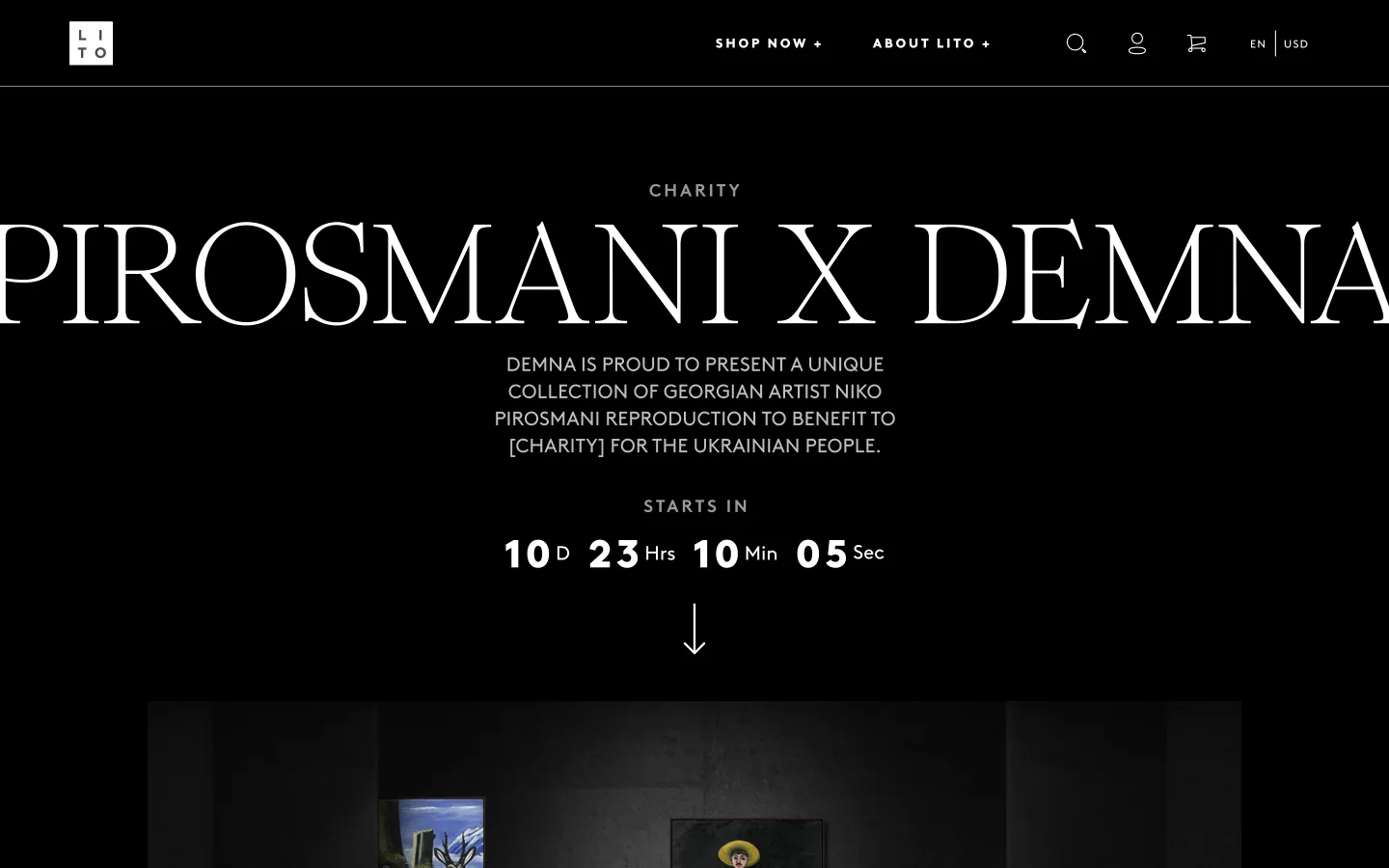Lito : page du site Pirosmani x Demna, la vente caritative