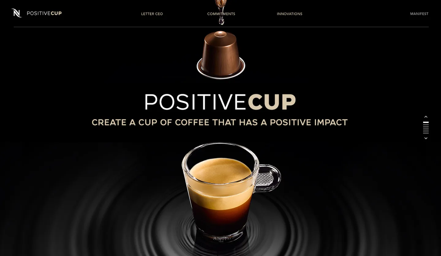 Nespresso Positive Cup : écran découpé dans le visuel clé
