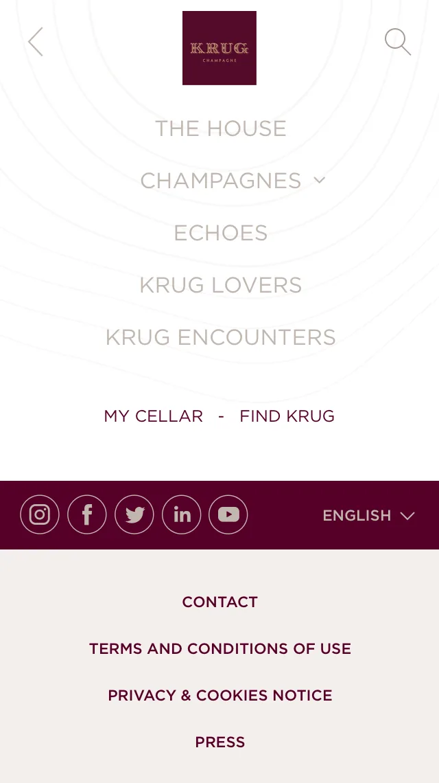 Krug Echoes, le site mobile, premiers écrans, 2 sur 3