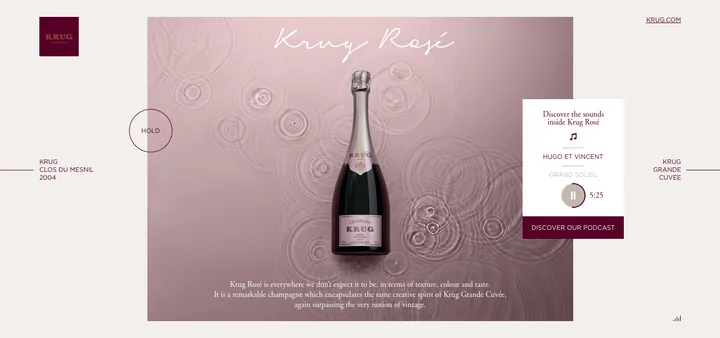 Krug Echoes, carte de vœux 2019, Krug Rosé sur ordinateur, deux versions, image 2 sur 2
