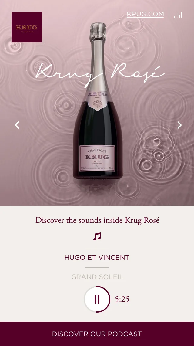 Krug Echoes, carte de vœux 2019, Krug Rosé sur téléphone, deux versions, image 2 sur 2