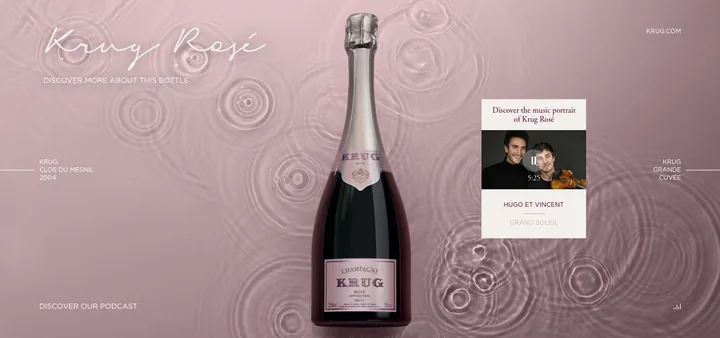 Krug Echoes, carte de vœux 2019, Krug Rosé sur ordinateur, deux versions, image 1 sur 2